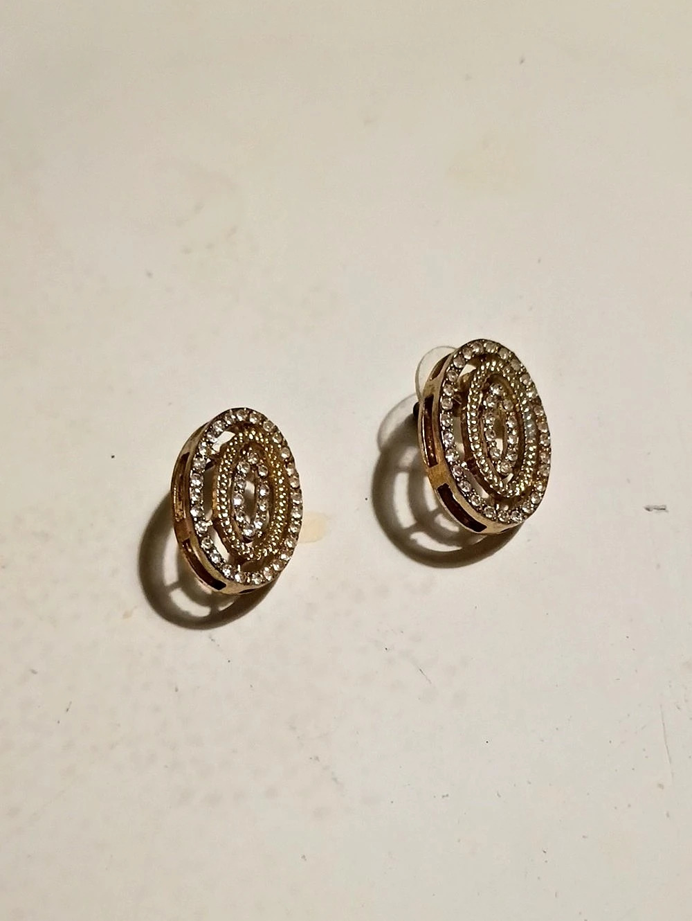 Vintage Gold-Tone Oval Statement Earrings
